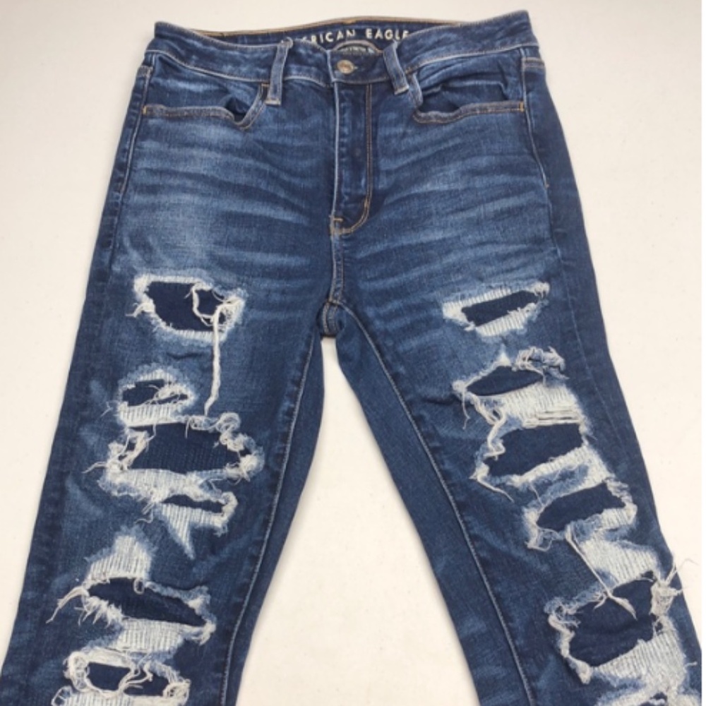 FACTORY DISTRESS AMERICAN EAGLE SUPER HI-RISE JEGGINGS 6/28x28 🦅